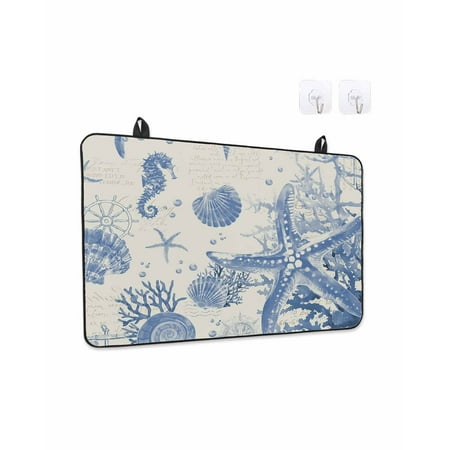 Stove Top Covers for Electric Stove Blue Coastal Starfish Kitchen Glass Ceramic Electric Cooktop Covers 36 x21 Beach Ocean Nautical Shells Conch HeatResistant Oven/Countertop/Dishwasher Protector