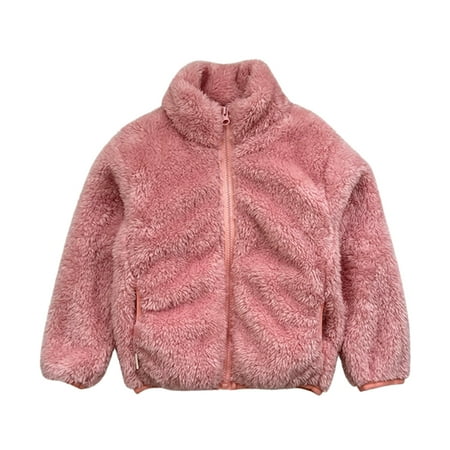 

TAIAOJING Toddler Boy Girl Fleece Jacket Kids Baby Solid Wool Coat Jacket Outerwear Zipper Warm Thick Fleece Winter Outwear With 2 Pockets 2-3 Years