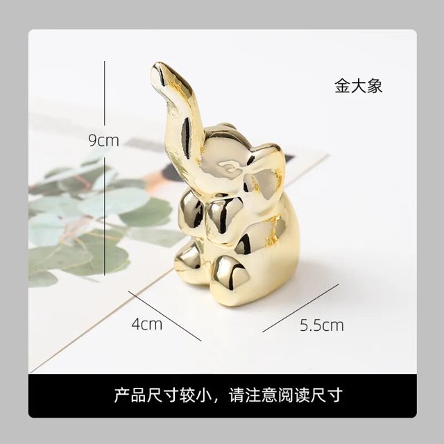 Figuritas pequeñas de animales de cerámica galvanizadas de oro, Cisne, Alpaca, perro, gato, conejo, zorro, ciervo, decoración de escritorio del hogar de porcelana