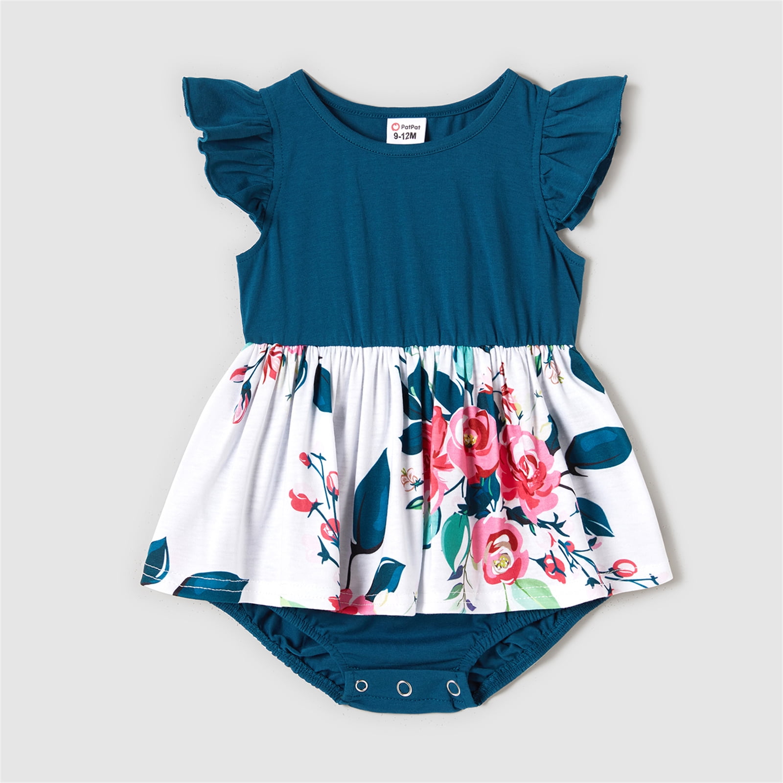 PatPat Mother's Day Family Matching Outfits Solid V Neck Mommy and Me Girl Dresses and T-shirts Sets, Baby Girl 12-18M
