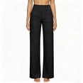thumbnail image 4 of Yifymode Women High Waist Straight Leg Pants Casual Wide Leg Trousers with Pockets for Work,Black M, 4 of 4