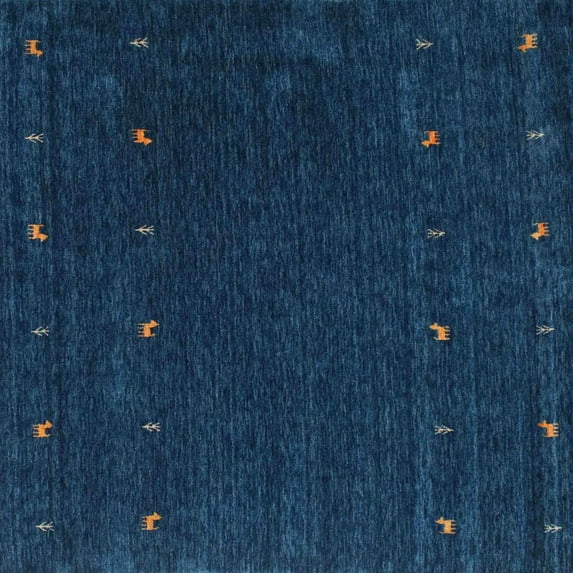 Ahgly Company Machine Washable Indoor Square Contemporary Blue Jay Blue Area Rugs, 4' Square