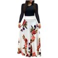 thumbnail image 1 of Vestido de Verano Para Mujer, Vestido Estampado Floral de Manga Larga, Vestido Informal de Retazos Con Cuello Redondo, Vestido Maxi Odeerbi ODB113580, 1 of 6