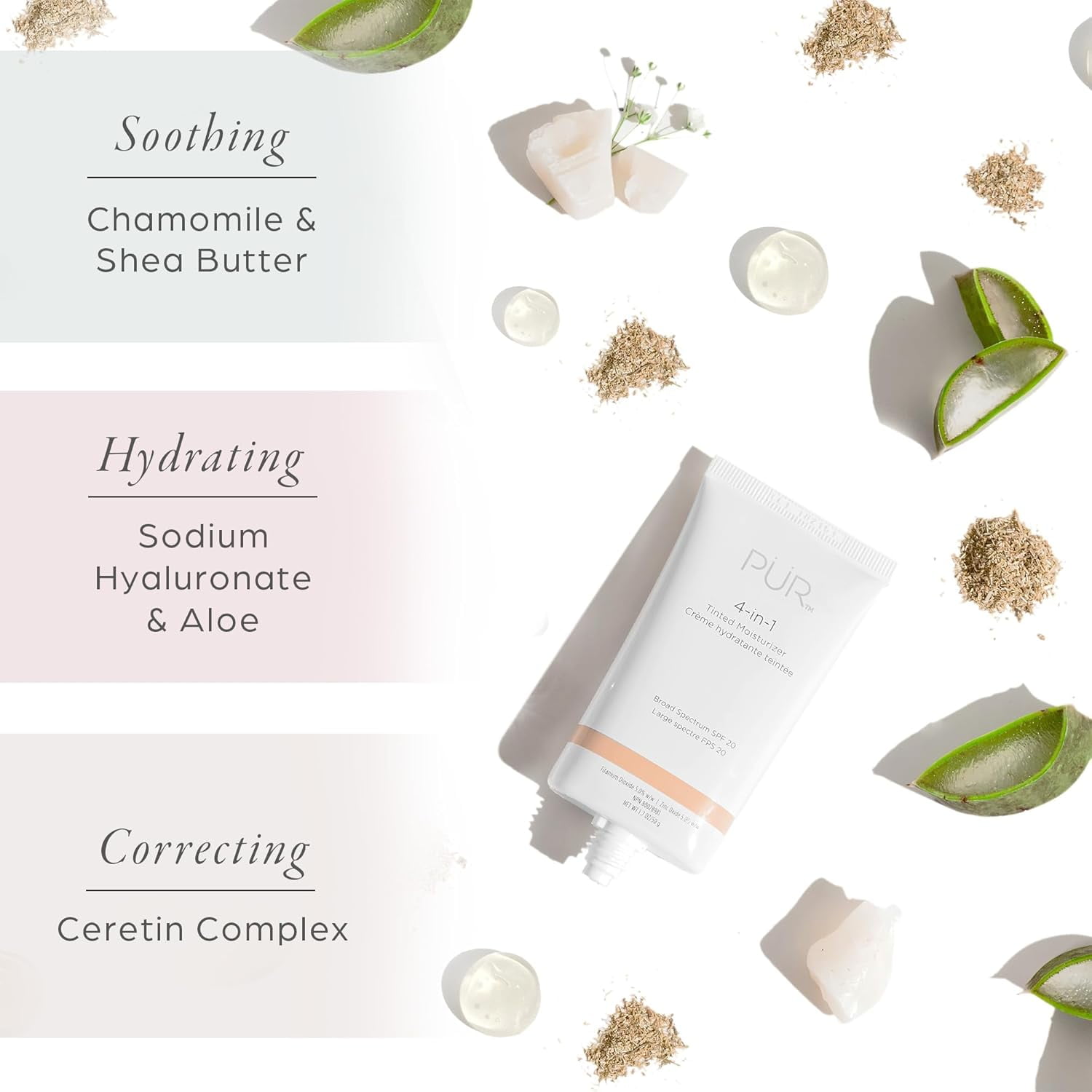 PÜR MINERALS 4-in-1 Tinted Moisturizer With SPF 20 - Hydrating Face Moisturizer, Primer, & Foundation With Shea Butter, Aloe Vera & Vitamin B3 - Vegan Friendly - Free of Paraben, Gluten & BPA , Almond