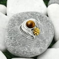 thumbnail image 3 of Two Tone Adjustable Flower - Tiger Eye 925 Sterling Silver Ring s.8 Jewelry SDR150919, 3 of 5