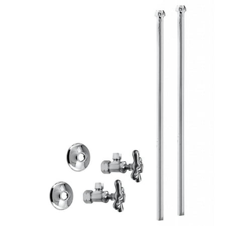 Westbrass D105KBNX-26 Faucet Kit - 5/8 in. OD x 3/8 in. OD x 20 in. Bullnose - Polished Chrome
