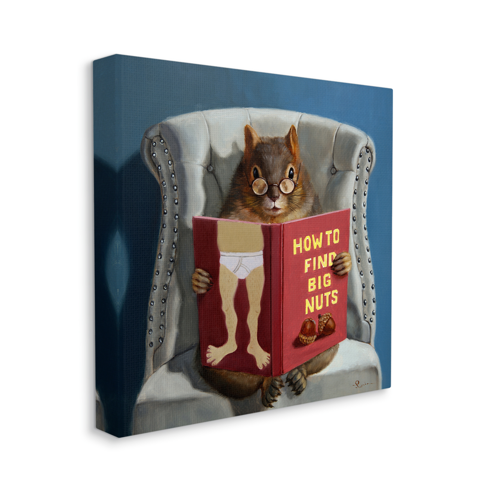 Stupell Industries Squirrel Reading Red Book on Chair Sassy Humor, 17 x 17,Design by Lucia Heffernan