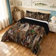 thumbnail image 2 of Manfei Minimalism Duck Camo Full Size Comforter Sets, Cabin Branches Camouflage Bedding Comforter Set, Chocolate Brown, Black Reversible, 3-Piece, 1 Comforter and 2 Pillowcases, 2 of 7