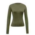 thumbnail image 4 of vigerkar Womens Long Sleeve Shirts Crew Neck Fitted Basic Going Out Crop Tops Fall Fashion Y2K Clothes (Green, XL), 4 of 4