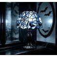 thumbnail image 4 of romoty Blue Spiderweb Stained Glass Table Lamp, 9.8 in Gothic Bat Night Light with Black Base for Halloween Bedroom Decor, 4 of 6
