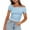 Blue, variant on ZZwxWA Womens Summer Sexy Off The Shoulder Tops Solid Color Fashion Short Sleeve Sling Blouse Flowy Split Hem Pullover Plus Size