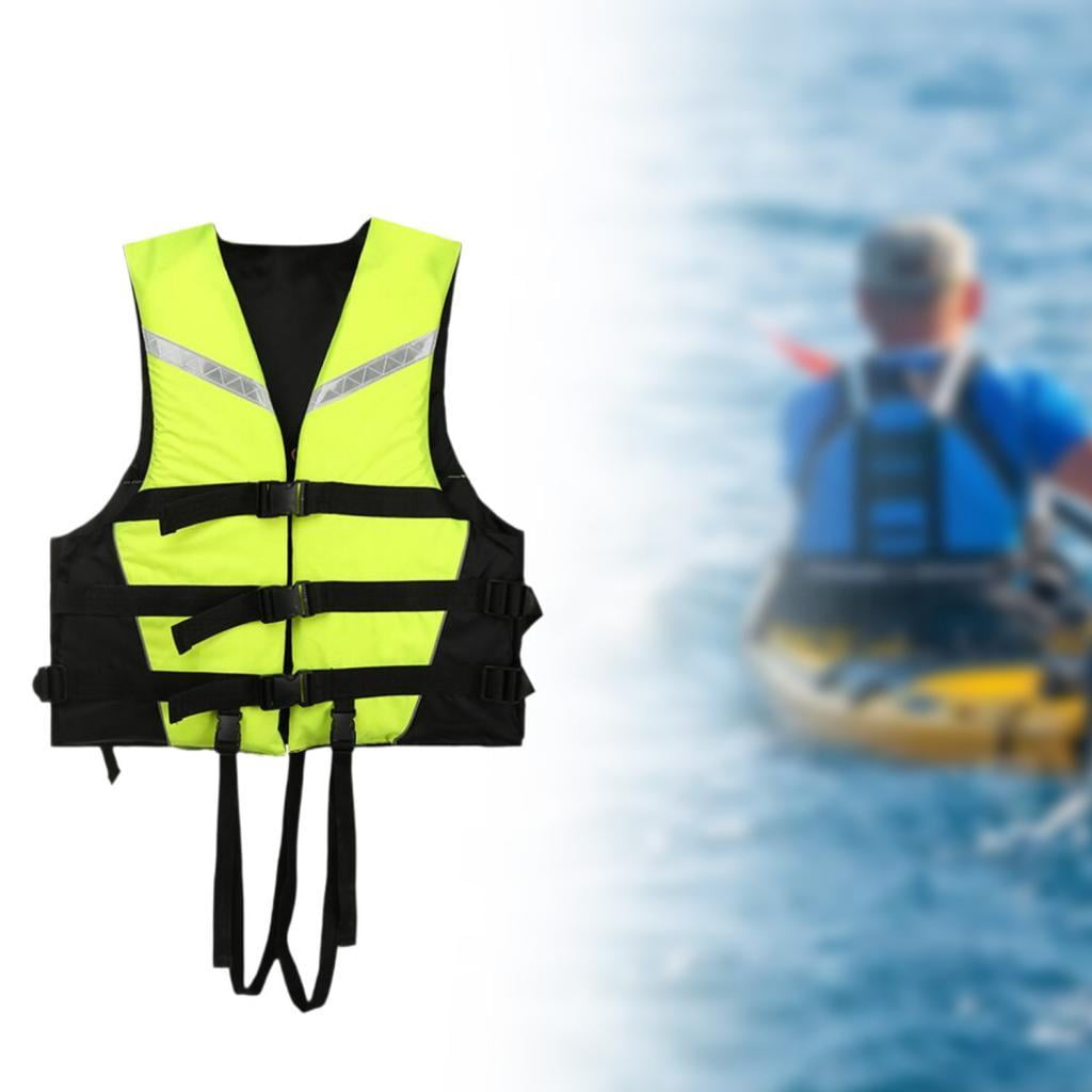 QccHieUs Life Vest with Reflective Strips Adjustable Life Jacket Paddle Vest for Swimming L