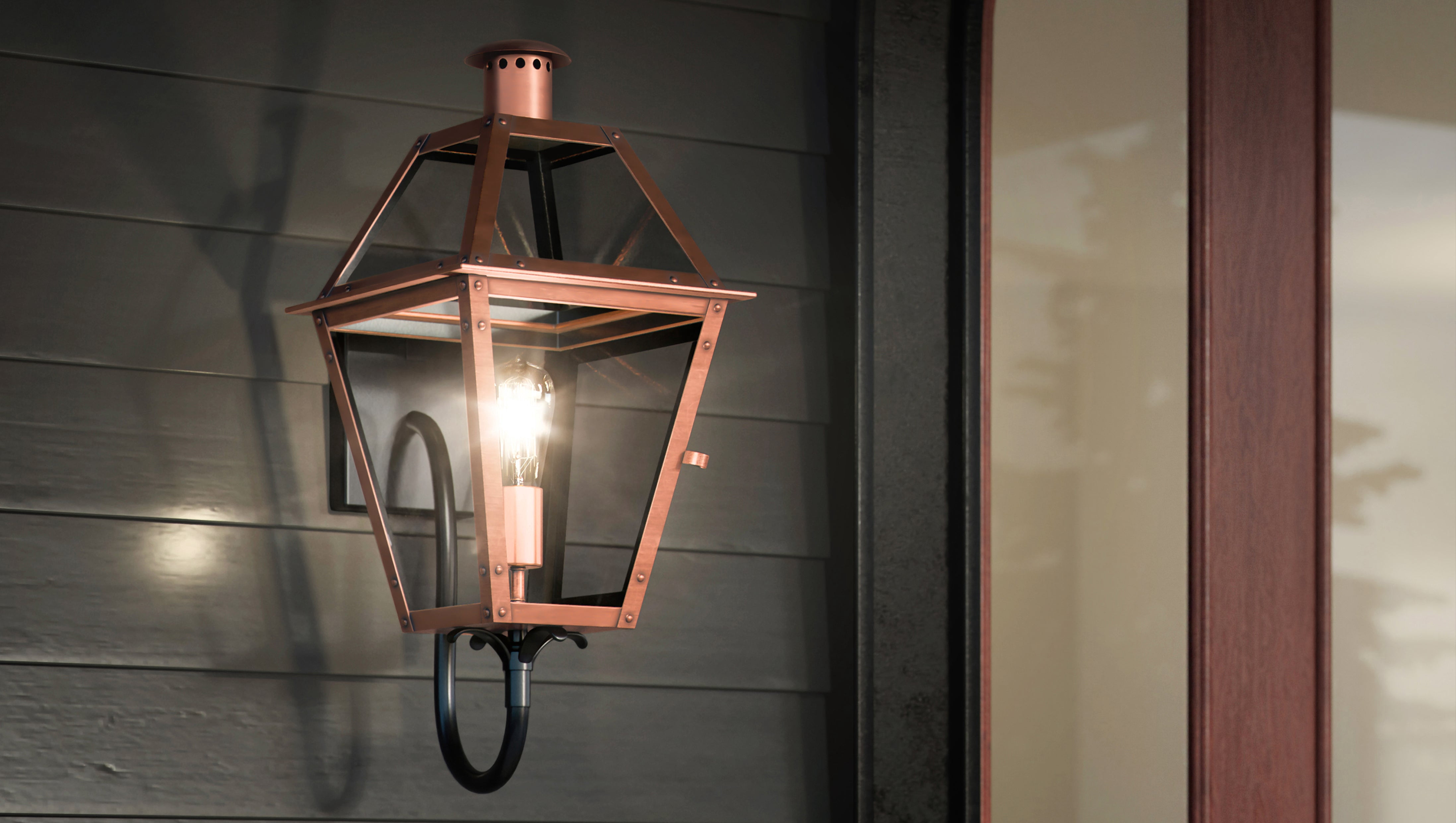 Luxury Rustic Wall Sconce, Large Size: 20.5H x 9.5"W, with Tudor Style Elements, Rustic Copper Finish, UQL1371 from the Paris Collection by Urban Ambiance
