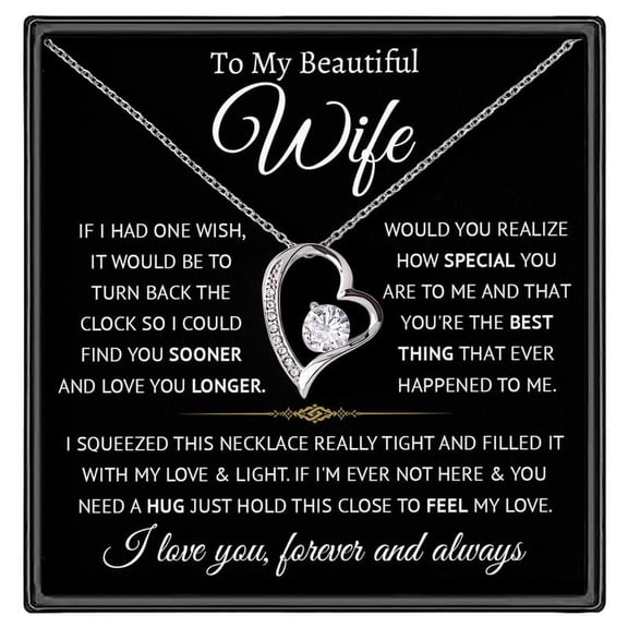 To My Wife Heart Necklace From Husband - Forever Love Necklace For Women With Box - Sentimental Birthday Anniversary Valentine'S Day Her #7 #1760, White Forever Love Necklace