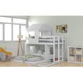thumbnail image 6 of Wooden Twin Over Full Bunk Bed, Loft Bed with Playhouse, Farmhouse, Ladder and Guardrails, White, 6 of 9