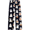 thumbnail image 4 of Rexolia Women's Halloween Pajama Pants Ghost Print Flannel Elastic Waist Lounge Bottoms Black L, 4 of 6