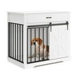 thumbnail image 7 of 37.8" W Dog Crate Furniture for Small Medium Dogs, 2-in-1 Iron-Wood Fusion Dog Cage Indoor As Side End Table, Farmhouse Dogs Kennel with Sliding Barn Doors & Drawer, White, 7 of 7