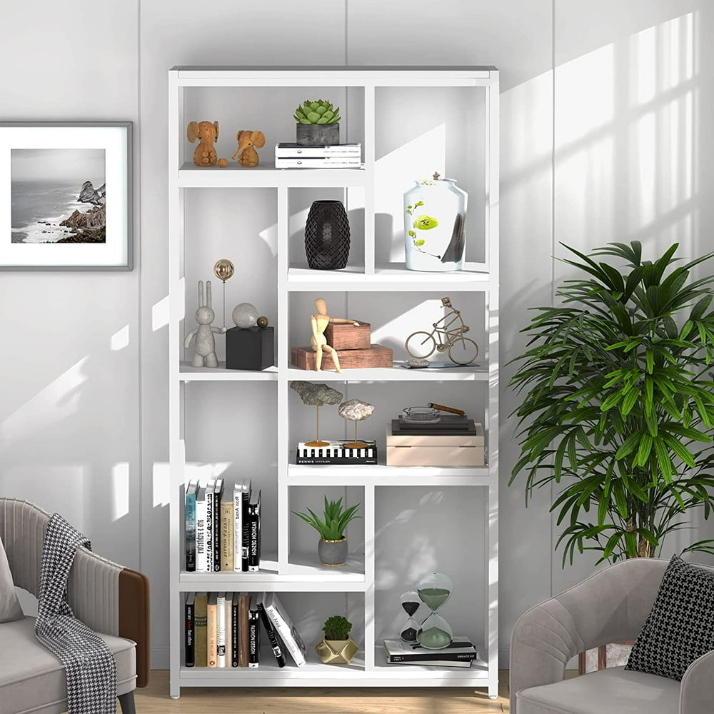 78” Extra Tall Bookcase with 10 Open Storage Shelves, 7Tier Modern