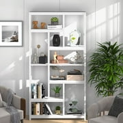 78” Extra Tall Bookcase with 10 Open Storage Shelves, 7-Tier Modern Bookshelf for Living Room, Home Office, White
