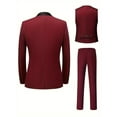 thumbnail image 2 of Wedding Guest Suits For Men 3pcs Outfit Set, Men'S Long Sleeve One Button Shawl Collar Jacket, Red, With Pockets & Slim Fit Pants Set, Wedding Banquet, 2 of 10