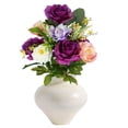 thumbnail image 6 of Mainstays 21''H Artificial  Large Rose Mixed Bouquet, Purple Color, 6 of 8