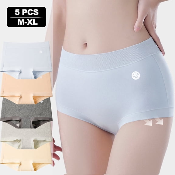 Women's Underwear Cotton Boyshort Panties Full Coverage Boxer Shorts Briefs Cheeky Panty 5PCS