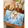 thumbnail image 4 of Summer Sea Turtle Placemats Set of 6, Washable Table Mats for Kitchen Dining Table, Cotton Linen Place Mats for Indoor Outdoor Parties Holiday Decoration, Blue Corals, 4 of 8