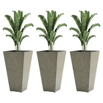 Outsunny Set of 3 Tall Planters with Drainage Hole, 28" Outdoor Flower Pots, Indoor Planters for Porch Patio and Deck, Gray