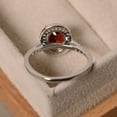 thumbnail image 2 of Garnet rings, halo rings, sterling silver, January birthstone ring, oval cut garnet, 2 of 3