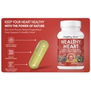 (6 pack) Healthy One Healthy Heart - Blood Flow & Heart Health Supplement with Magnesium, Hawthorn, 60 Capsules