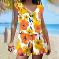 thumbnail image 2 of BiZtdJrK Limited Time Sales of The Day, Womens Swim Romper Built in Bra Full Coverage One Piece Swimsuits with Shorts 2025 Fashion Floral Print Bathing Suit Beach Outfits Yellow L, 2 of 7