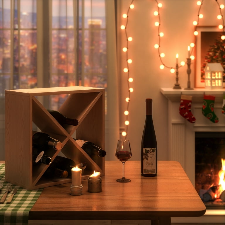 Jaxpety 24-Bottle Wood Wine Rack, Compact Modular Cellar Cube for