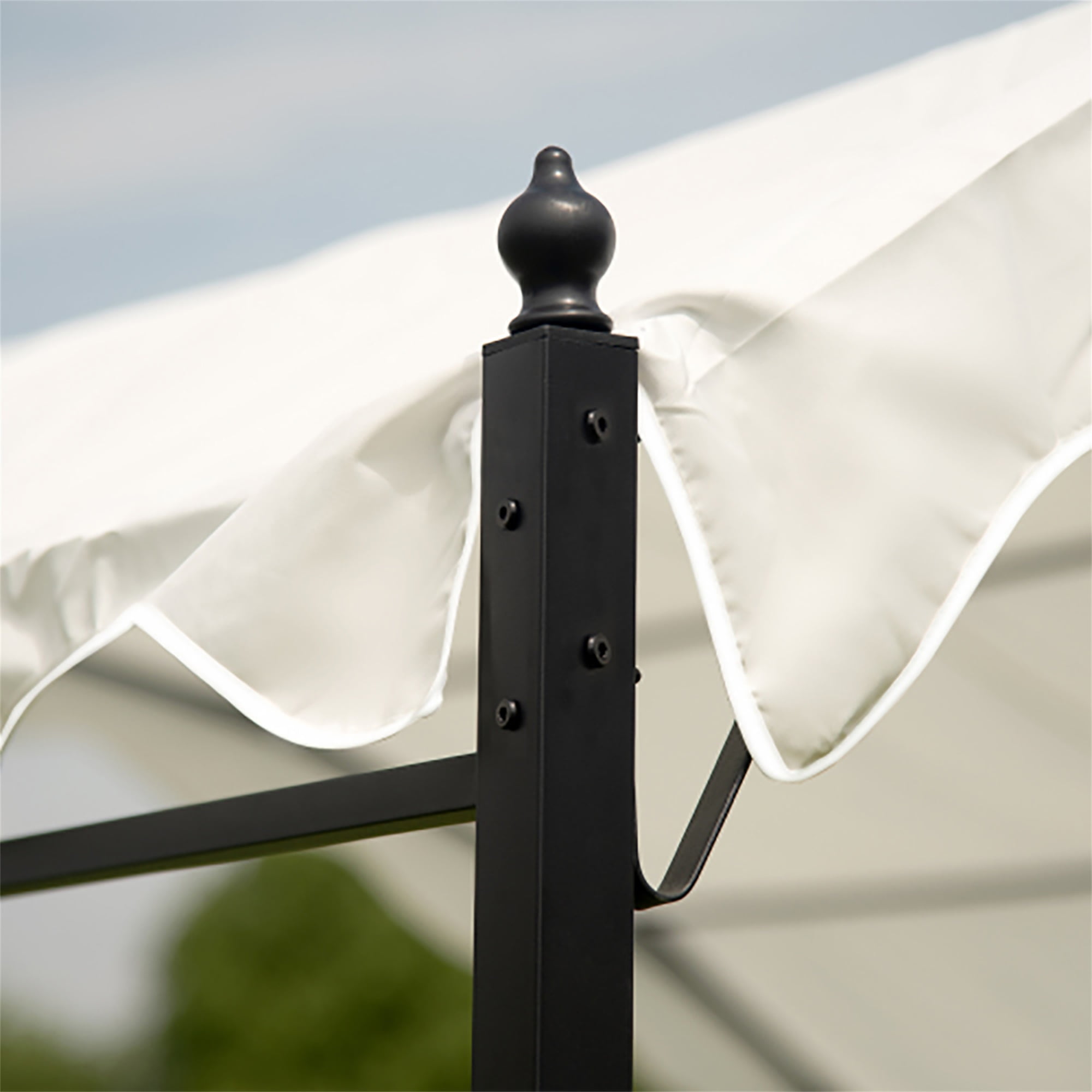 Kadyn Outdoor Patio Iron Carport Shelter Garage Tent, Garden Storage Shed with Anchor Kit, White Kadyn Outdoor Patio Iron Carport Shelter Garage Tent, Garden Storage Shed with Anchor Kit, White