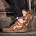 thumbnail image 6 of Mens Casual Shoes Comfortable Walking Hiking Shoes Leather Oxfords Fashion Sneakers Non-slip Driving Shoes Brown 7 US, 6 of 7