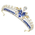 thumbnail image 2 of Pearl Crown Rhinestone Crown Headband Wedding Rhinestone Crown Bridal Pearl Crown Headband, 2 of 8
