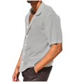 thumbnail image 7 of HOOMEUMY Mens Lapel Button Knit Hollow Shirts Basic Shirt Casual Solid Color Short Sleeve Soft Lightweight Relaxed Blouses (Gray,XXXL), 7 of 7