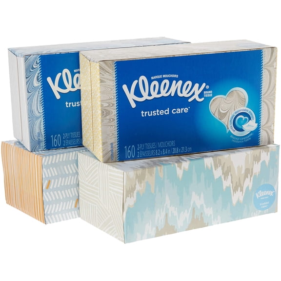 Pañuelos faciales Kleenex, 160 pañuelos, paquete de 12 cajas