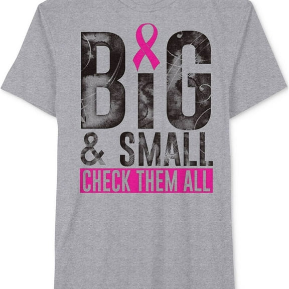 Jem Collective Mens Big & Small Breast Cancer Graphic Slogan T-Shirt