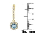 thumbnail image 2 of SZUL Women's 1 Carat Aquamarine and Diamond Halo Dangle Earrings in 10K Yellow Gold, 2 of 3