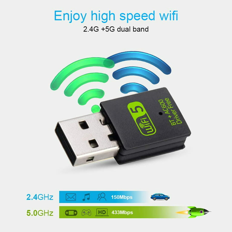 Adaptateur Usb Wifi Bluetooth, 600mbps Dual Band 2.4 / 5ghz Carte