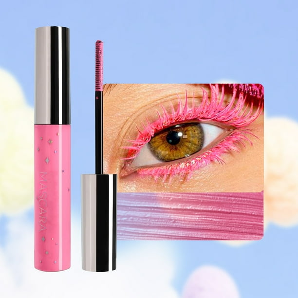Máscara de pestañas con glitter, sombra de ojos, extensión, rizador, volumen, máscara brillante en tonos morados, rosas, verdes, azules, amarillos, dorados y plateados. 6 g por máscara.