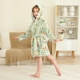 thumbnail image 4 of FORMRS Niños Bathrobe Unisex Hooded Robe Soft Plush Pajamas Sleepwear, Size 10-12T, Green Floral Pattern, 4 of 7