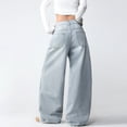 thumbnail image 4 of Mrmall Y2K Vintage Cherry Blossom Embroidered Wide‑Leg Jeans for Women High Waist Baggy Raw Hem Denim Trousers, 4 of 6