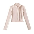 thumbnail image 7 of Blmnix Pink Women Blouses Turtleneck Cotton Fitted Women's Blouses Long Sleeve Business Casual Clothes, 7 of 7