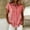 Red, variant on Wovilon Women's Relaxed Fit Classic Striped Button-Up Shirt with Button Front and Collared Neck, Short Sleeves, Breathable Lightweight Cotton Linen Fabric for Summer Days