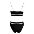 thumbnail image 4 of EHRWE Women's High Waisted Bikini Sets Sporty Two Piece Swimsuit Color Block High Cut Bathing Suits Black, Sizes S-2XL, 4 of 5
