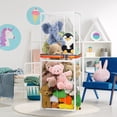 thumbnail image 3 of Stuffed Animal Zoo Storage Pre-Assemble PVC Toy Storage Organizer with Elastic Band and Net, Stuffed Animal Holder Space Saver for Playroom Bedroom Nursery, White, 3 of 9