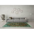 thumbnail image 3 of Ahgly Company Indoor Square Persian Turquoise Blue Traditional Area Rugs, 4' Square, 3 of 4