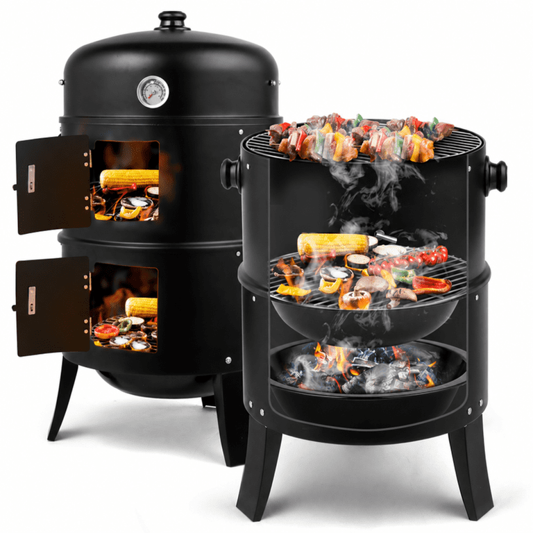 Alvantor 3-in-1 Portable Charcoal Smoker Grill, 31 Inch photo 1