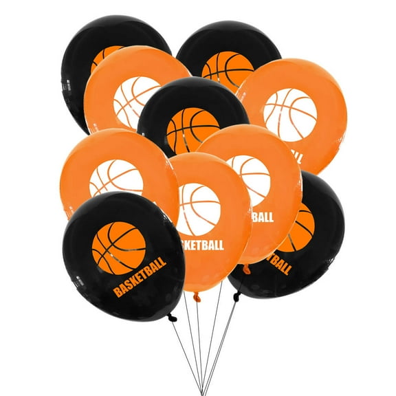 UPKOCH 20Pcs Basketball Balloons Party Decoration Black and Orange for Family Birthday Celebration